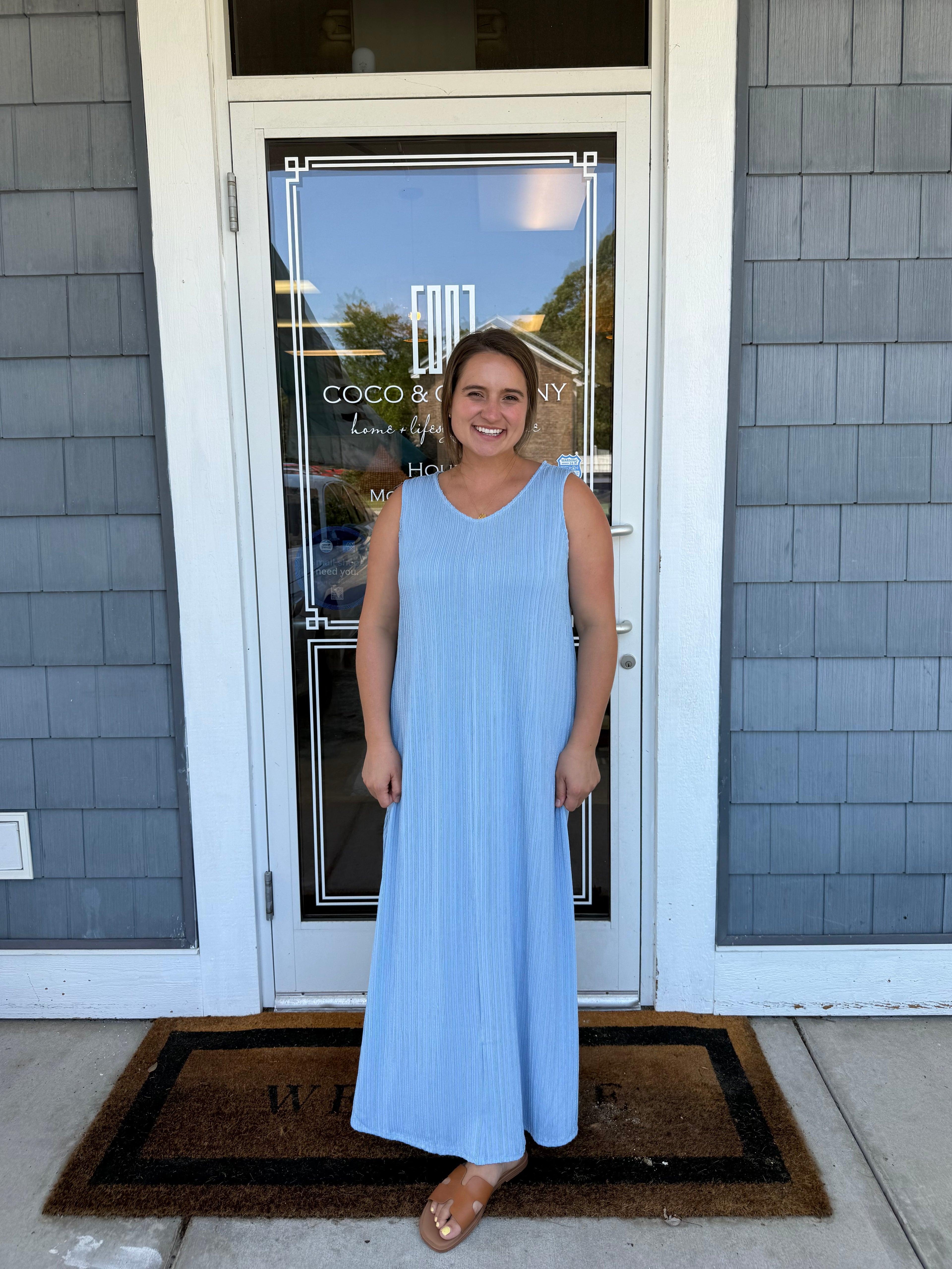Ocean Blue Textured Maxi Dress