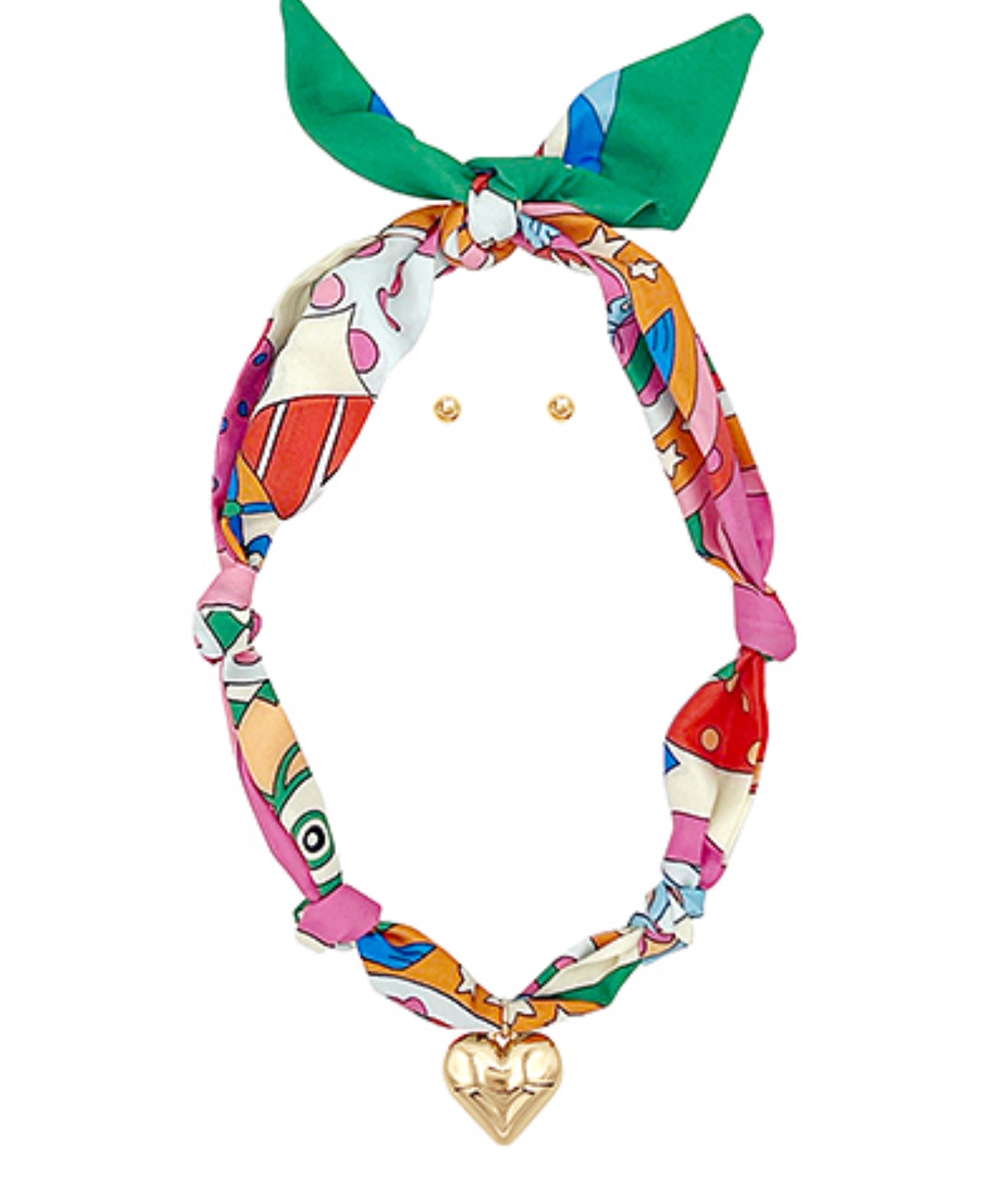 Multicolor Bold Heart Scarf Necklace