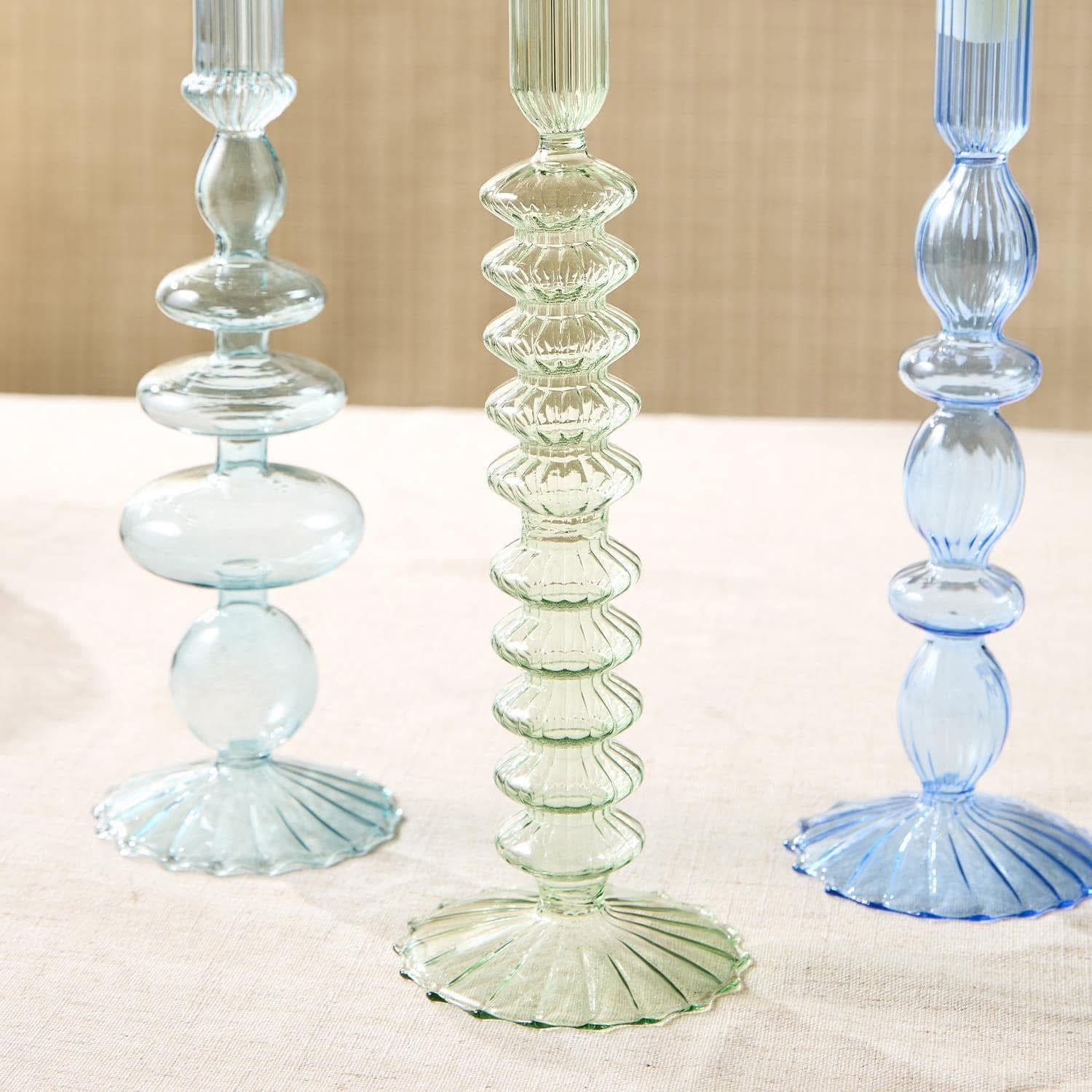 Blue Glass Candle Holders