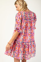 Multicolor Smock Top Mini Dress