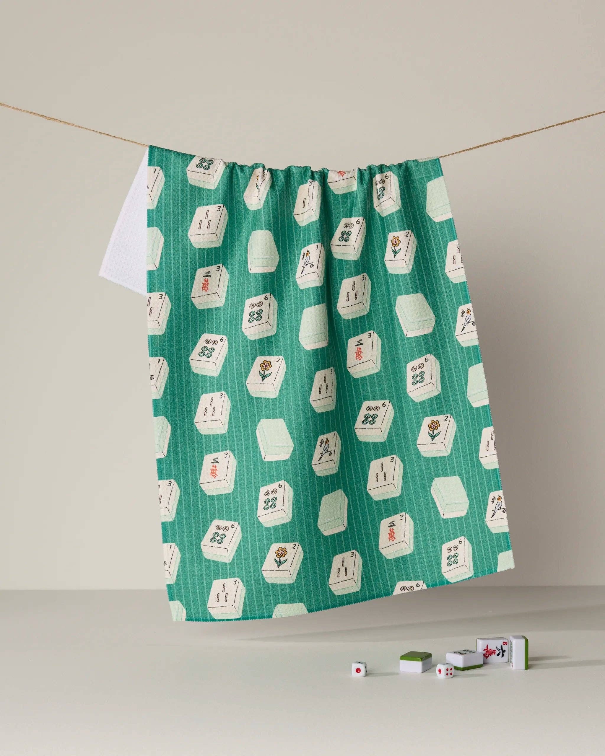 Tile Flow- Mahjong Tea Towel Geometry