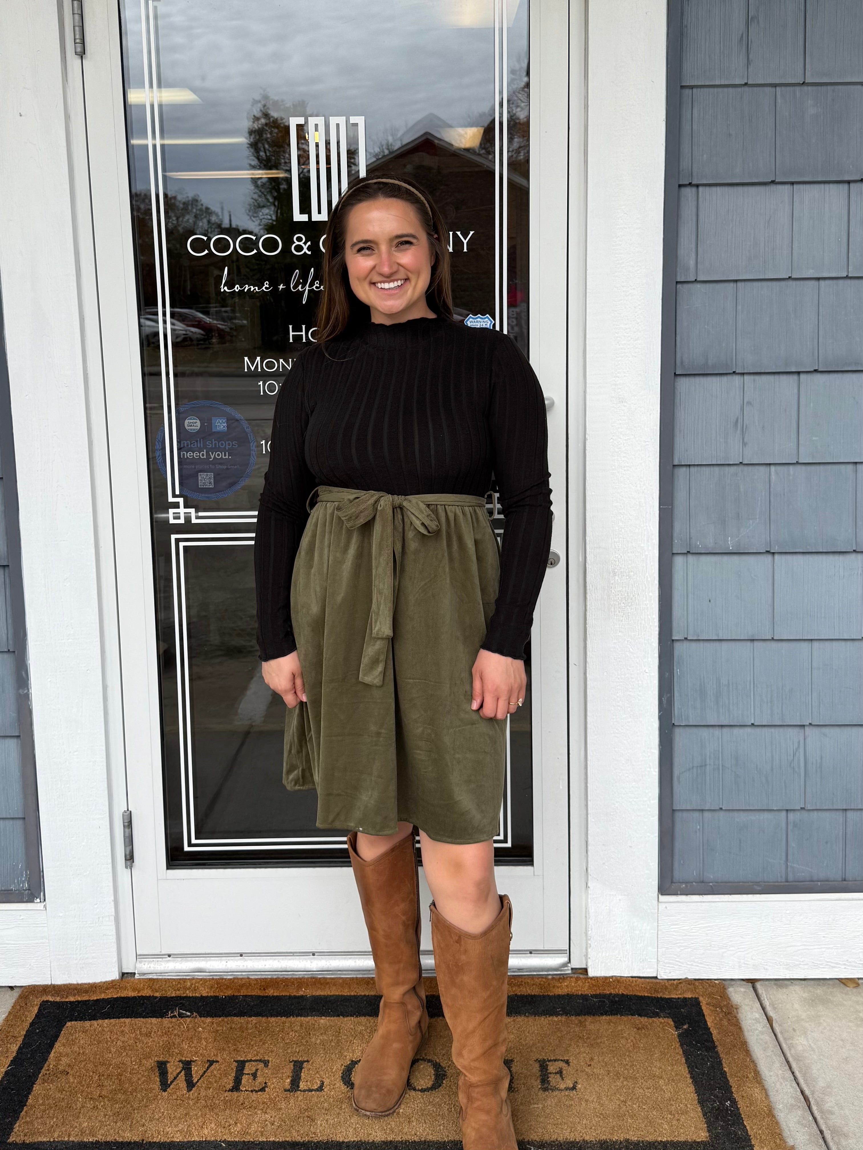 Green Corduroy Party Dress