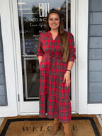Christmas Plaid Midi Dress