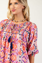 Multicolor Smock Top Mini Dress