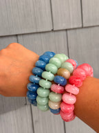 Chunky Marble Beaded Stretch Bracelet - Pink
