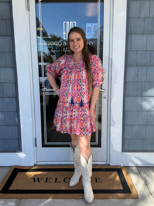 Multicolor Smock Top Mini Dress