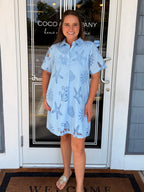 Blue Sea Scapes Eyelet Dress