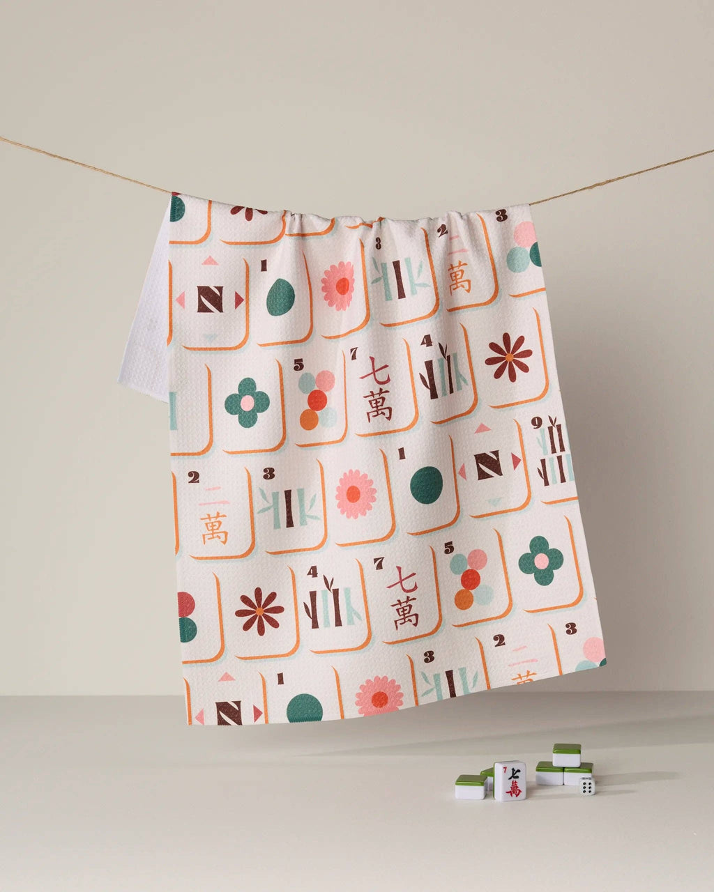 Cypress Tile Toss- Mahjong Tea Towel Geometry