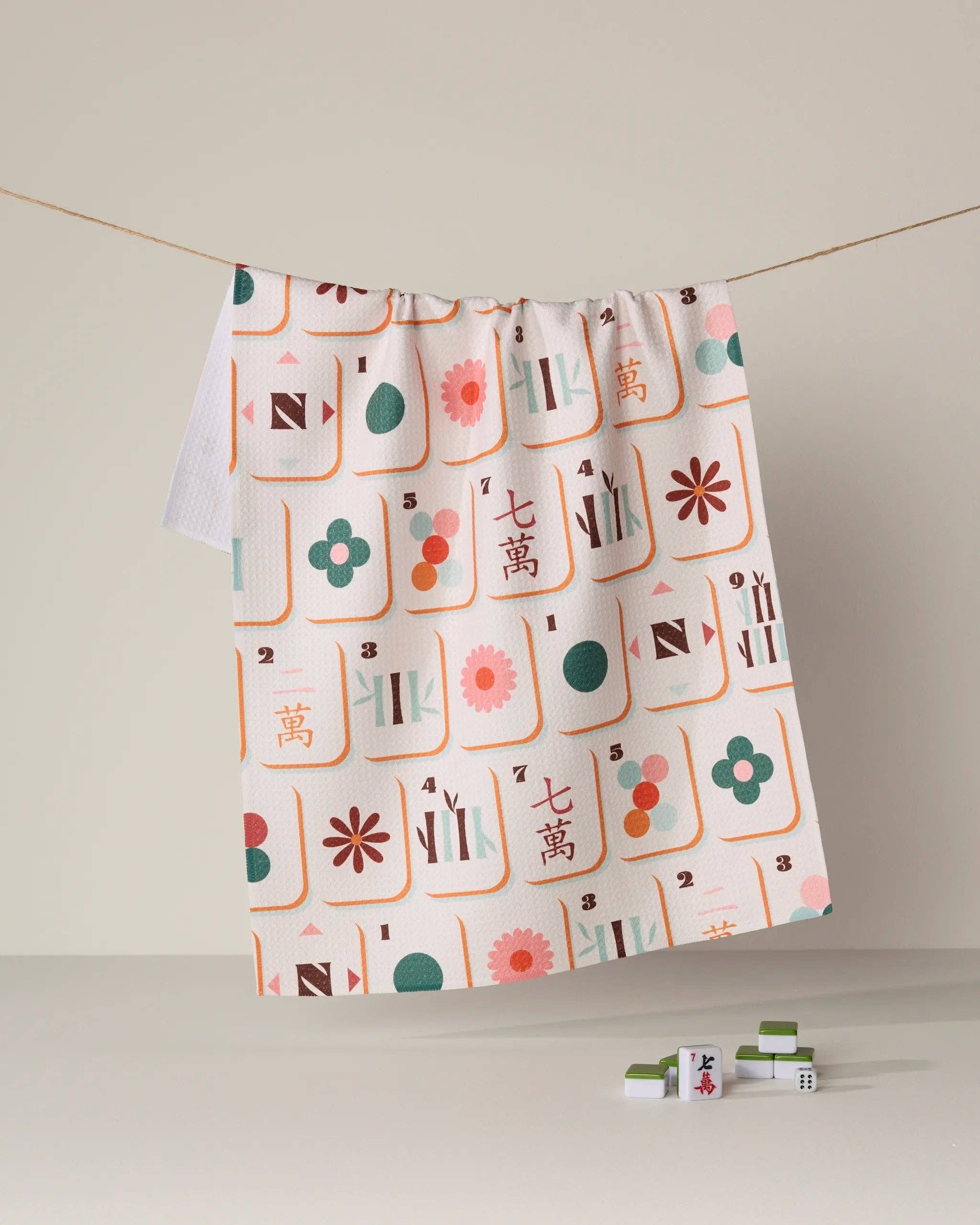 Cypress Tile Toss- Mahjong Tea Towel Geometry