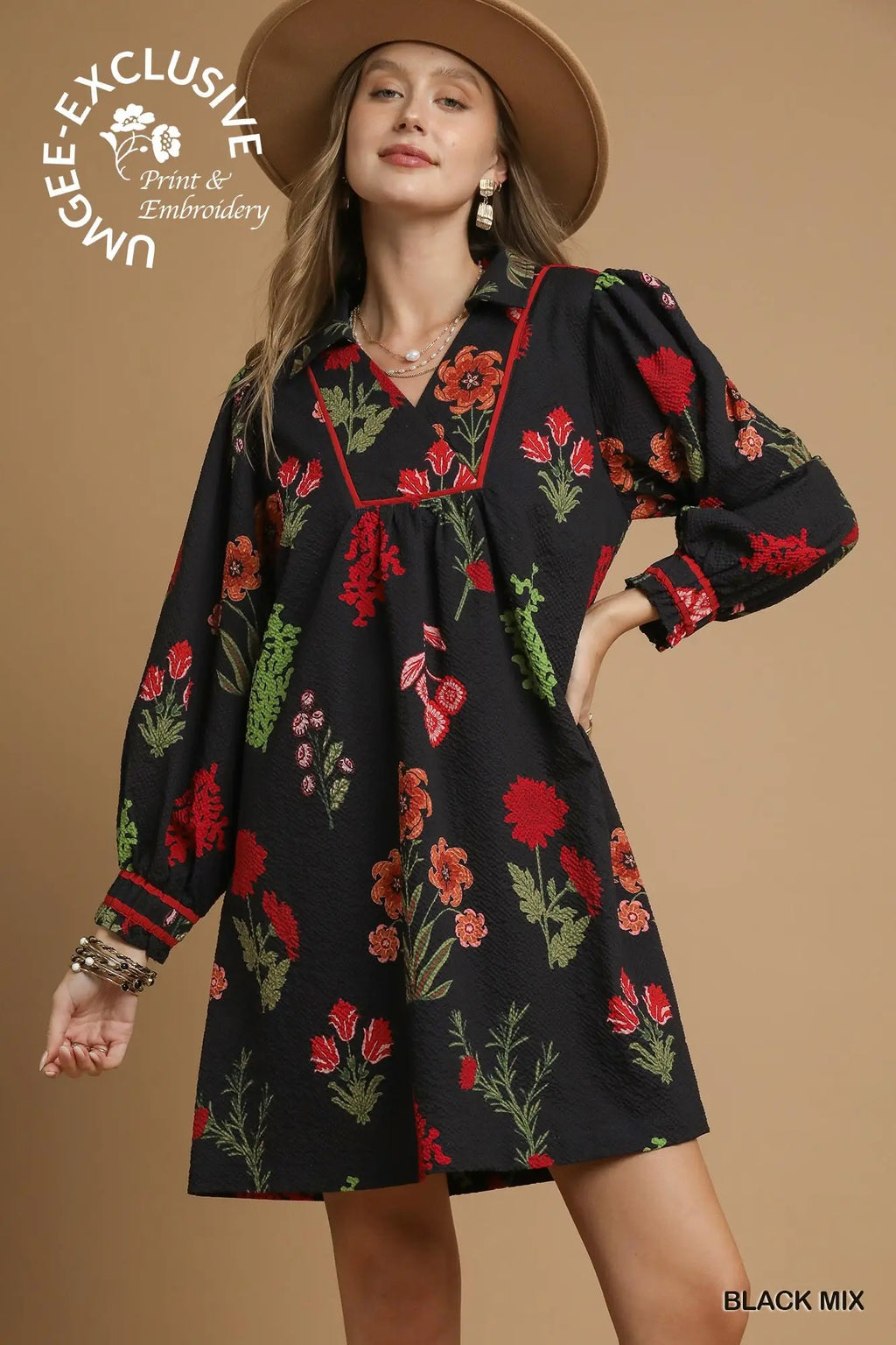 Black Floral Print Textured Fabric Dress SHIPS OR PICKUP FROM COCO 10/10/25
