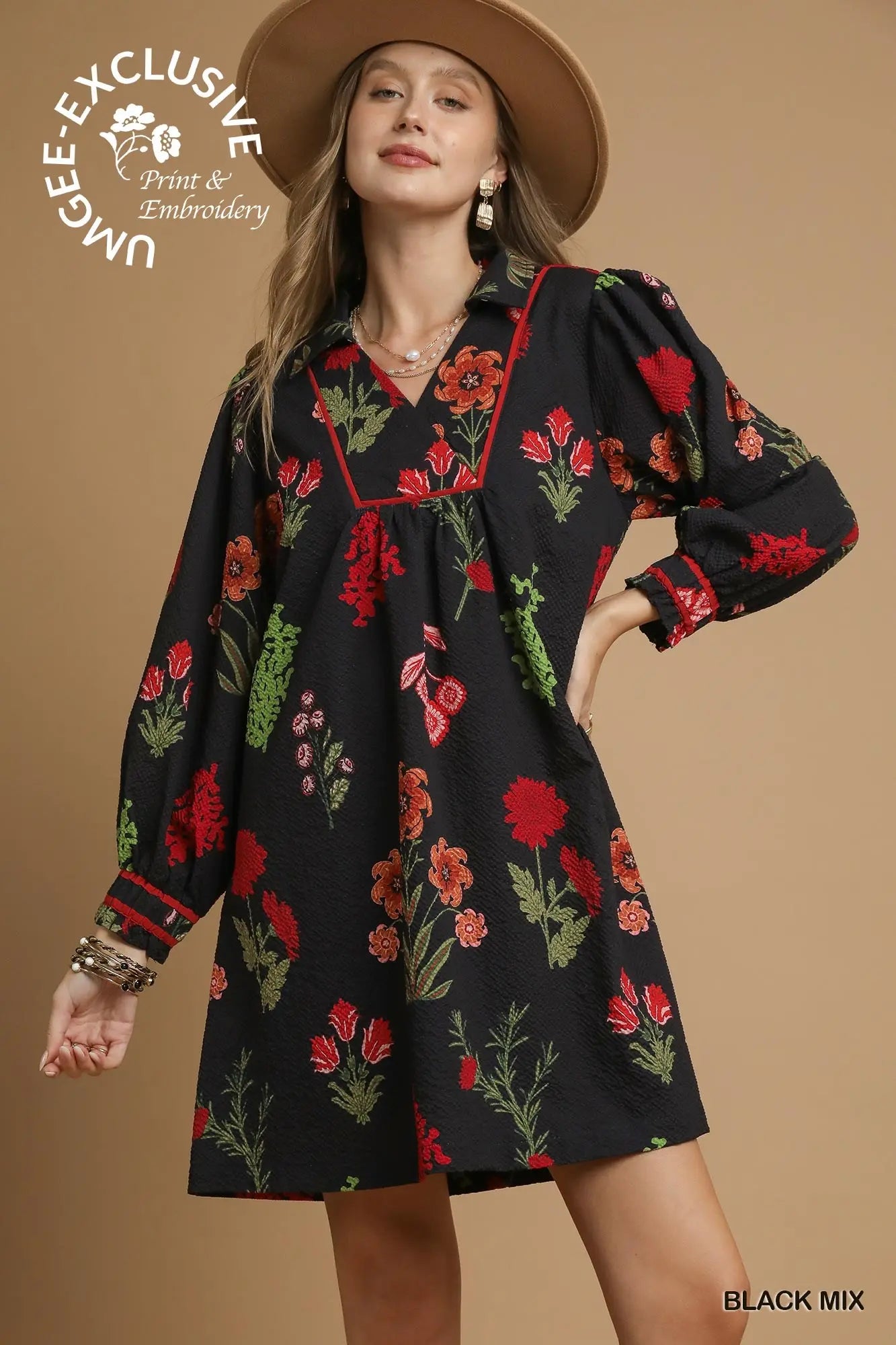 Black Floral Print Textured Fabric Dress SHIPS OR PICKUP FROM COCO 10/10/25