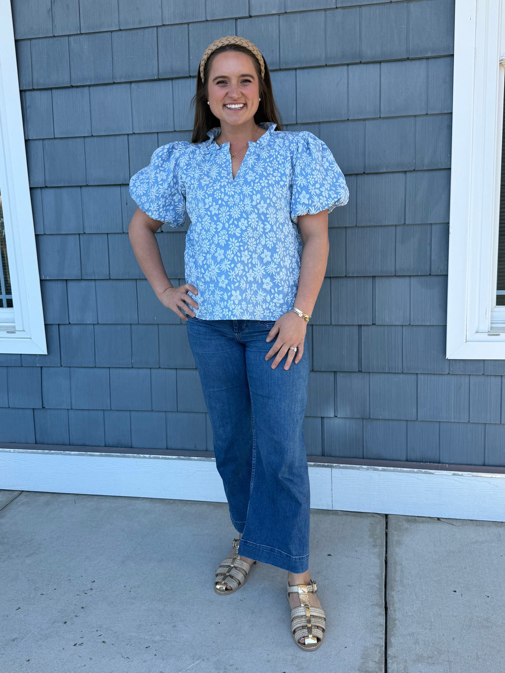 Light Blue Floral Pattern Texture Top