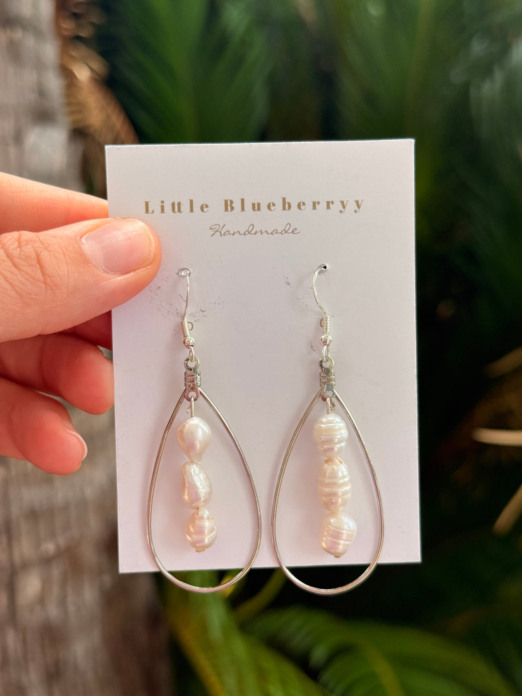 Silver & Pearl Handcrafted Earrings - Little Blueberry
