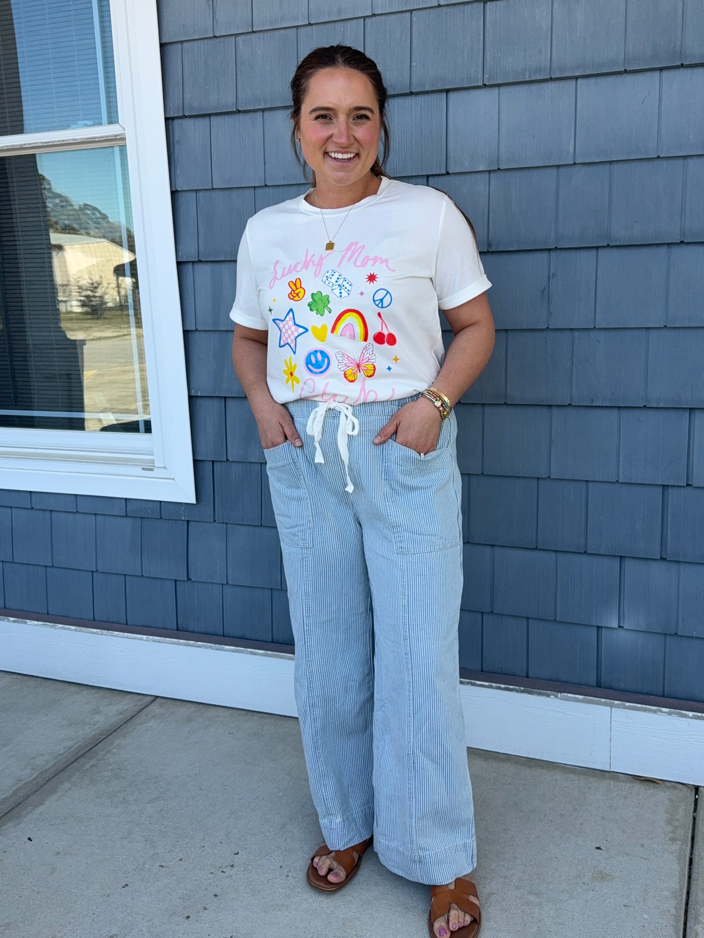 Blue Stripe Drawstring Jeans