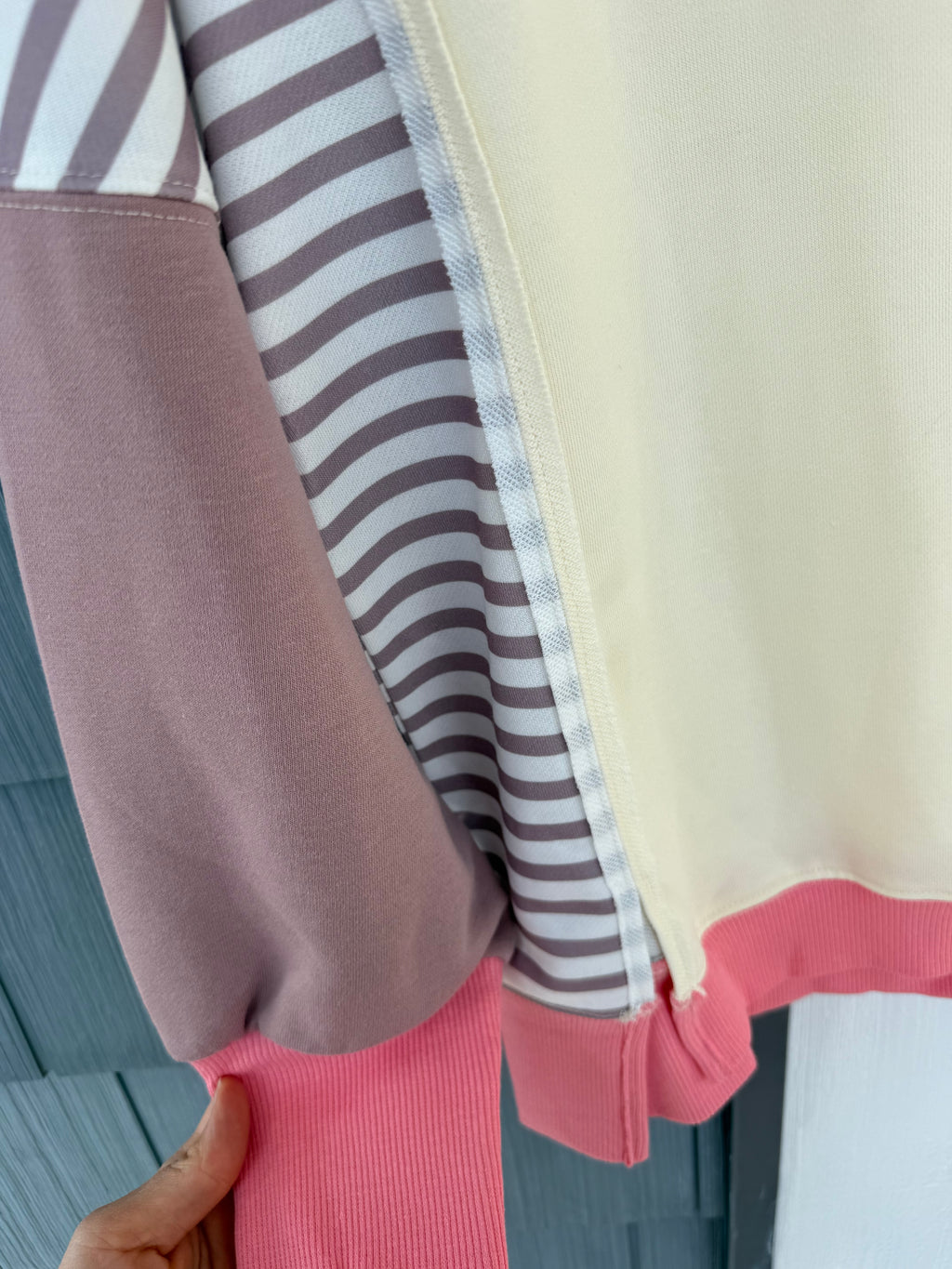 Tan, Pink & Brown Cozy Top