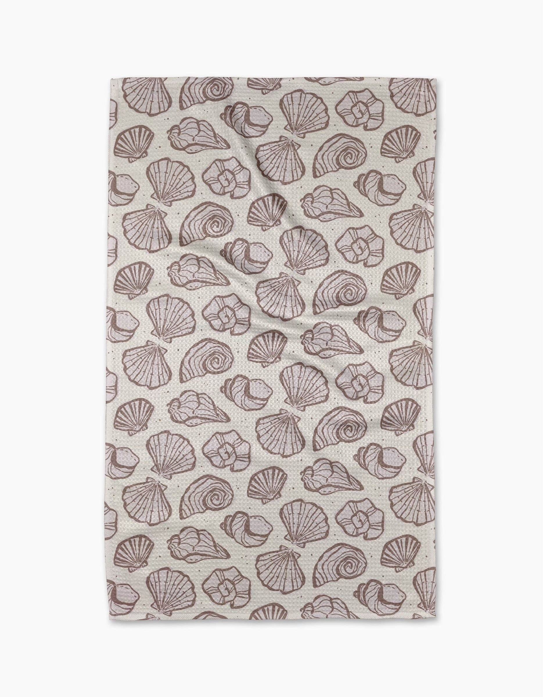 Retro Coastal Seashells Tea Towel Geometry