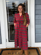 Christmas Plaid Midi Dress