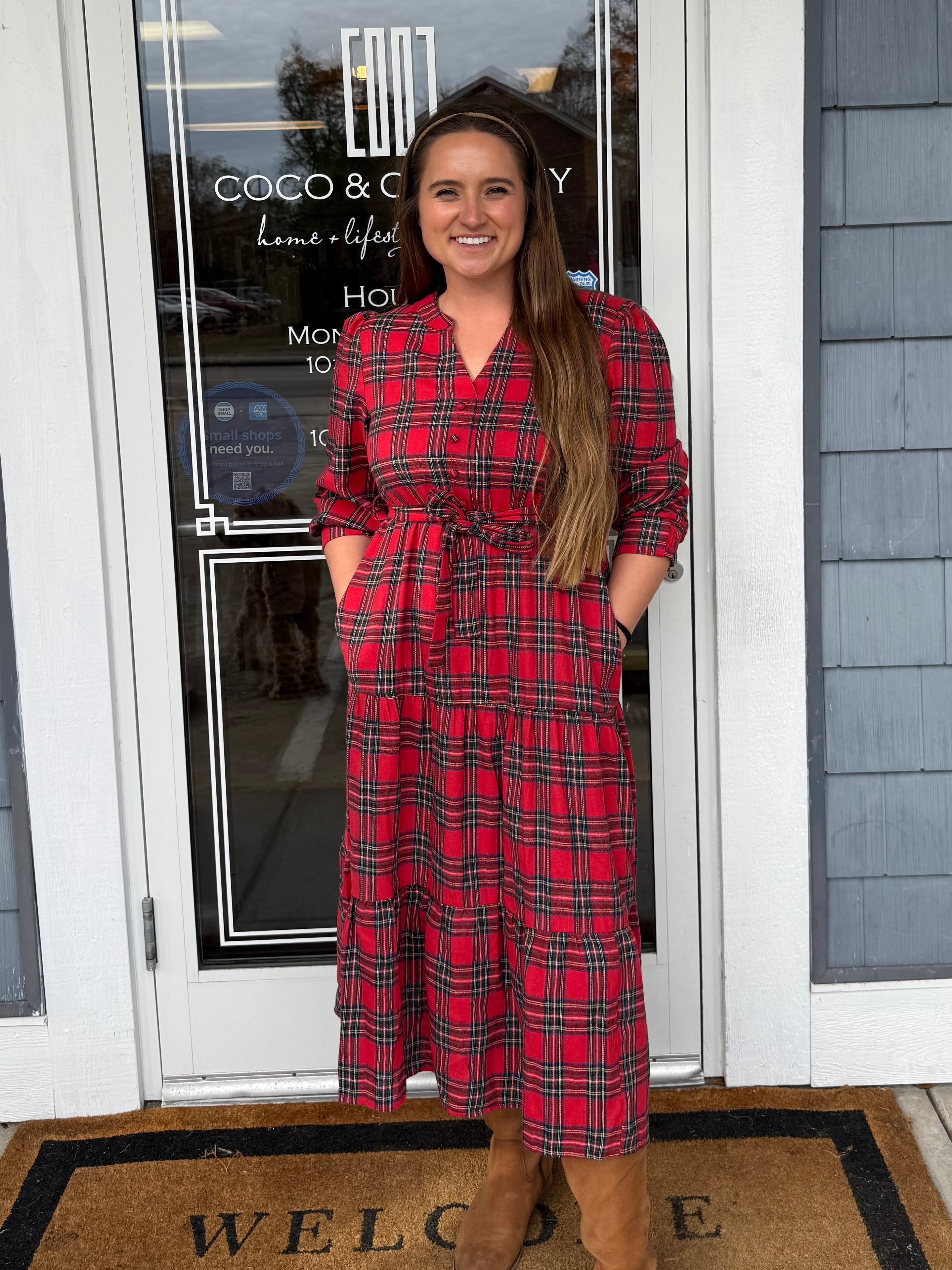 Christmas Plaid Midi Dress