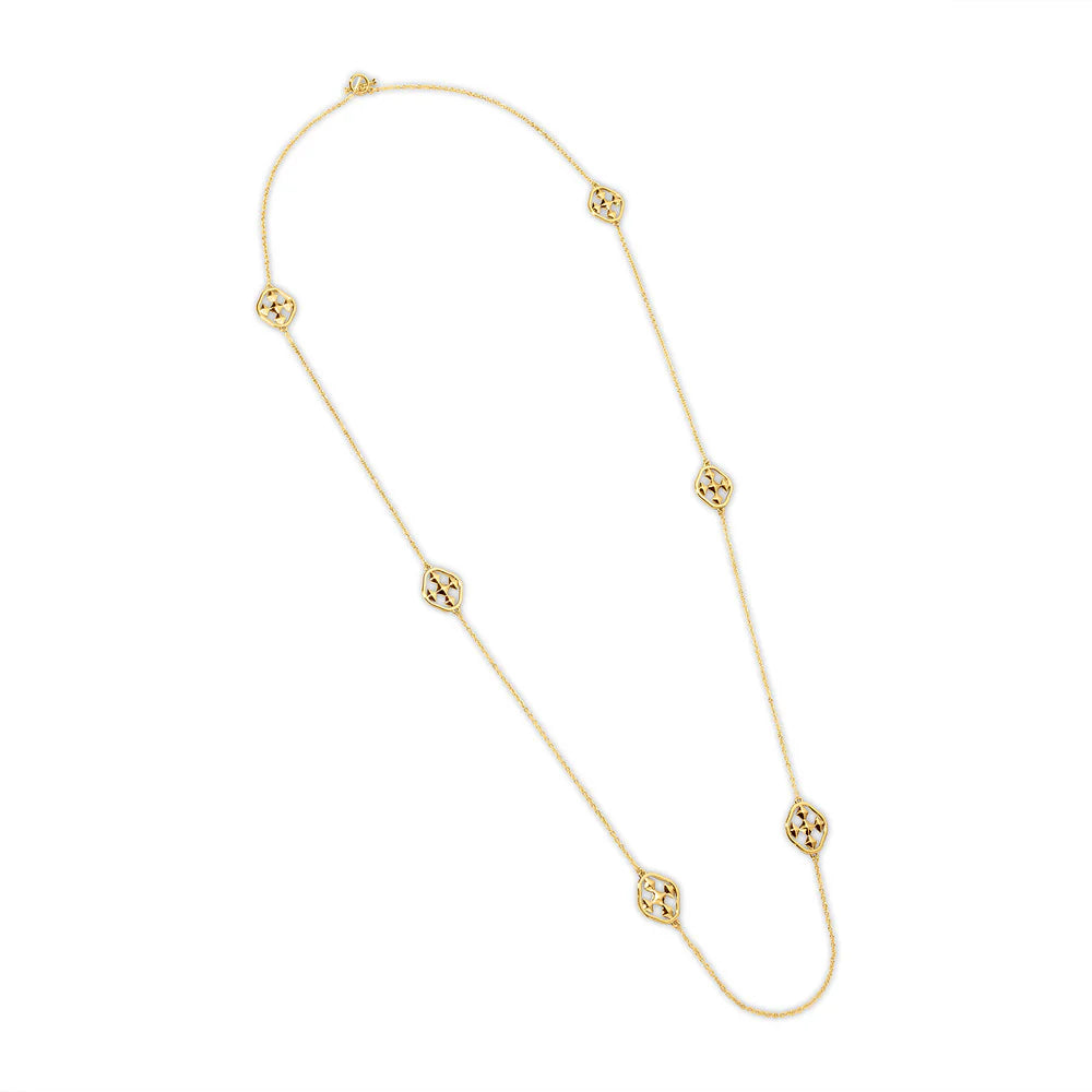 Long Link Shield Necklace 18k Gold Plated 36”