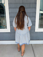 Sky Blue Gingham Button Down Ric Rac Dress