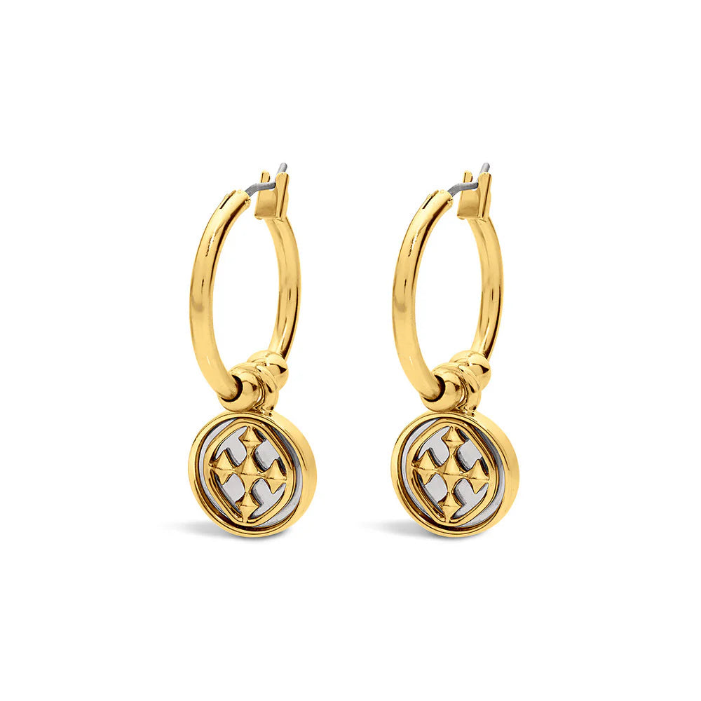 Small Hoop Medallion Earrings 14k Gold Plated Gracewear
