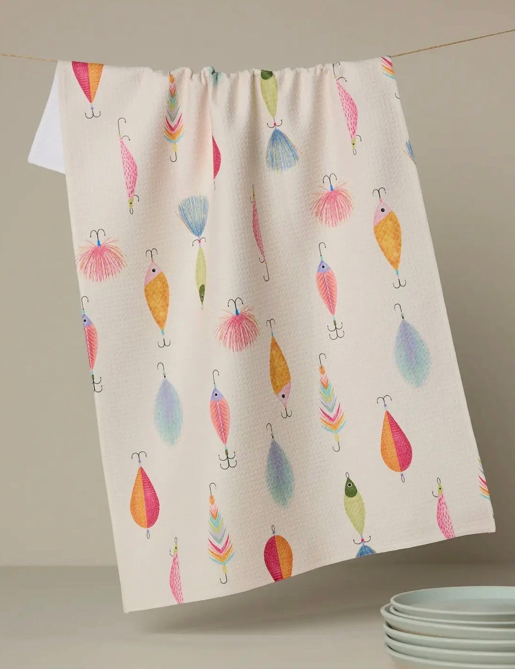 Fishing Lures Tea Towel Geometry
