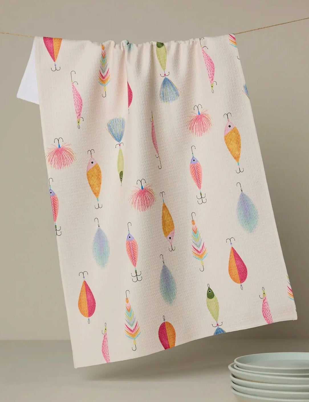 Fishing Lures Tea Towel Geometry