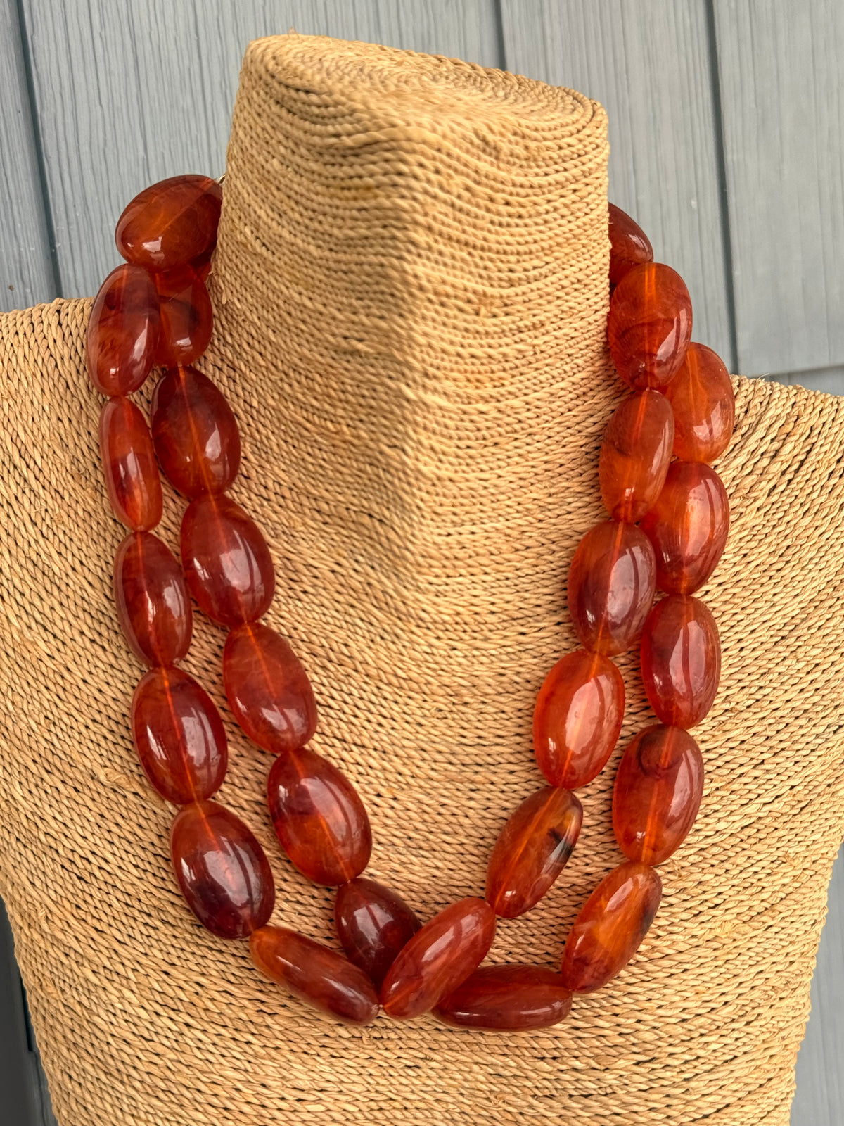 Tortoise Oval Beaded Necklace