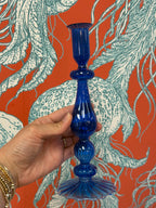 Darker Blue Glass Candle Holder (1)