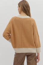 Camel Knit Contrast Sweater