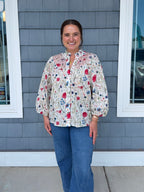Cream Floral Pattern Top