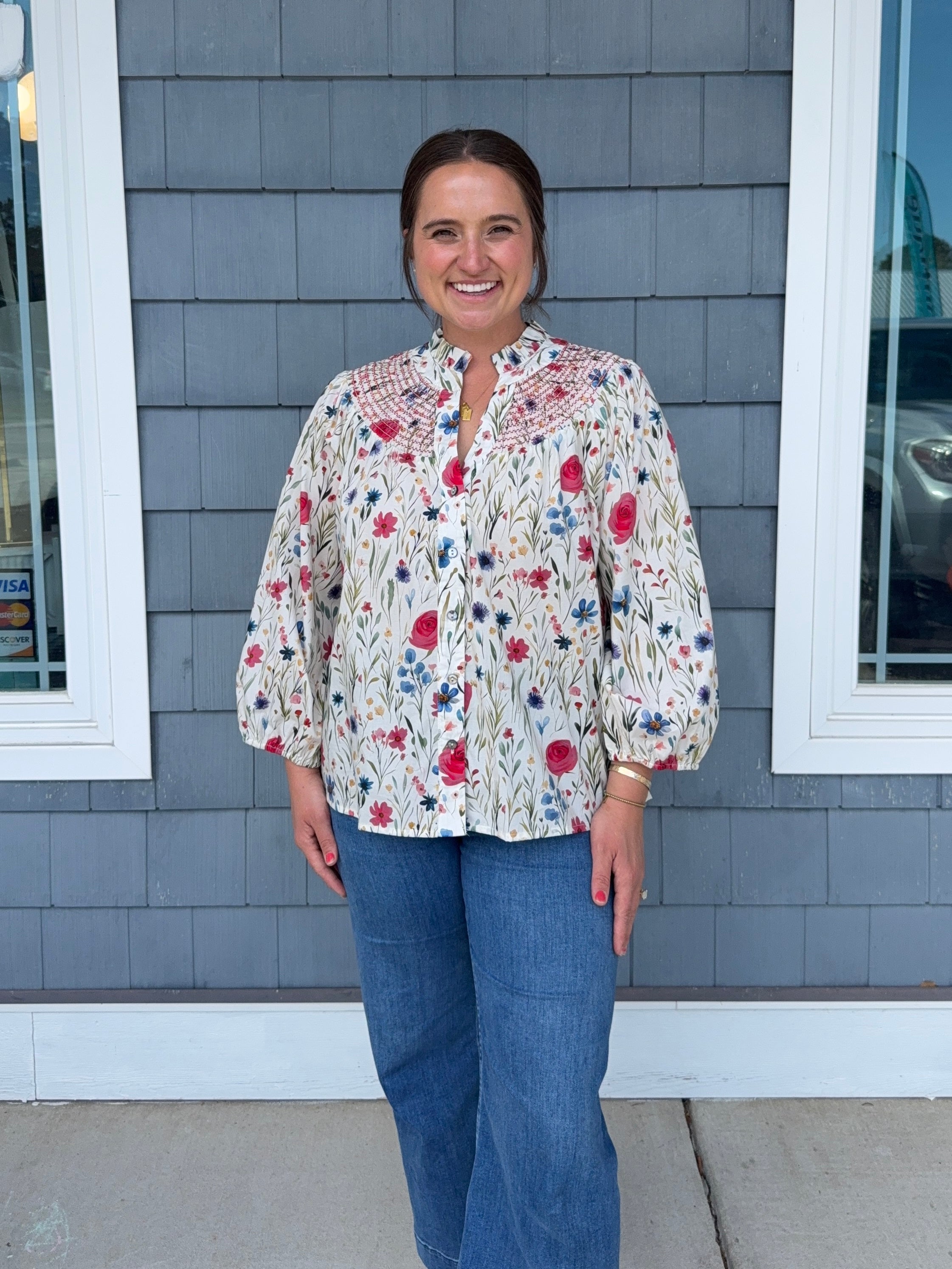 Cream Floral Pattern Top