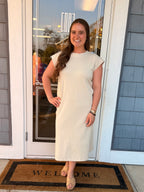 Sand Beige Round Neck Dress