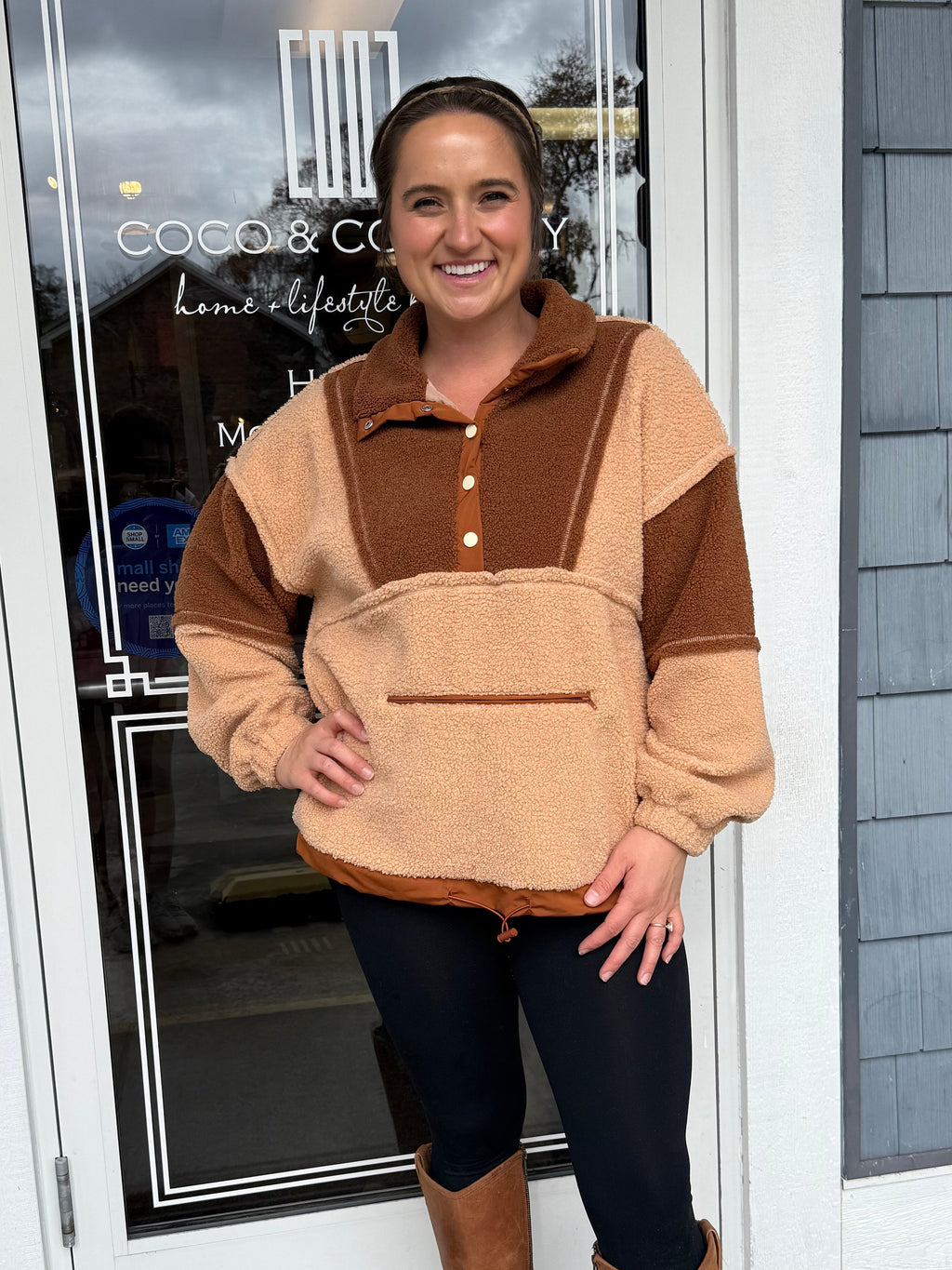 Tan Color Block Brown & Tan Color Block Pullover – COCO & Company