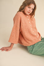 Rust Lemon Button Up Elbow Sweater Cardigan