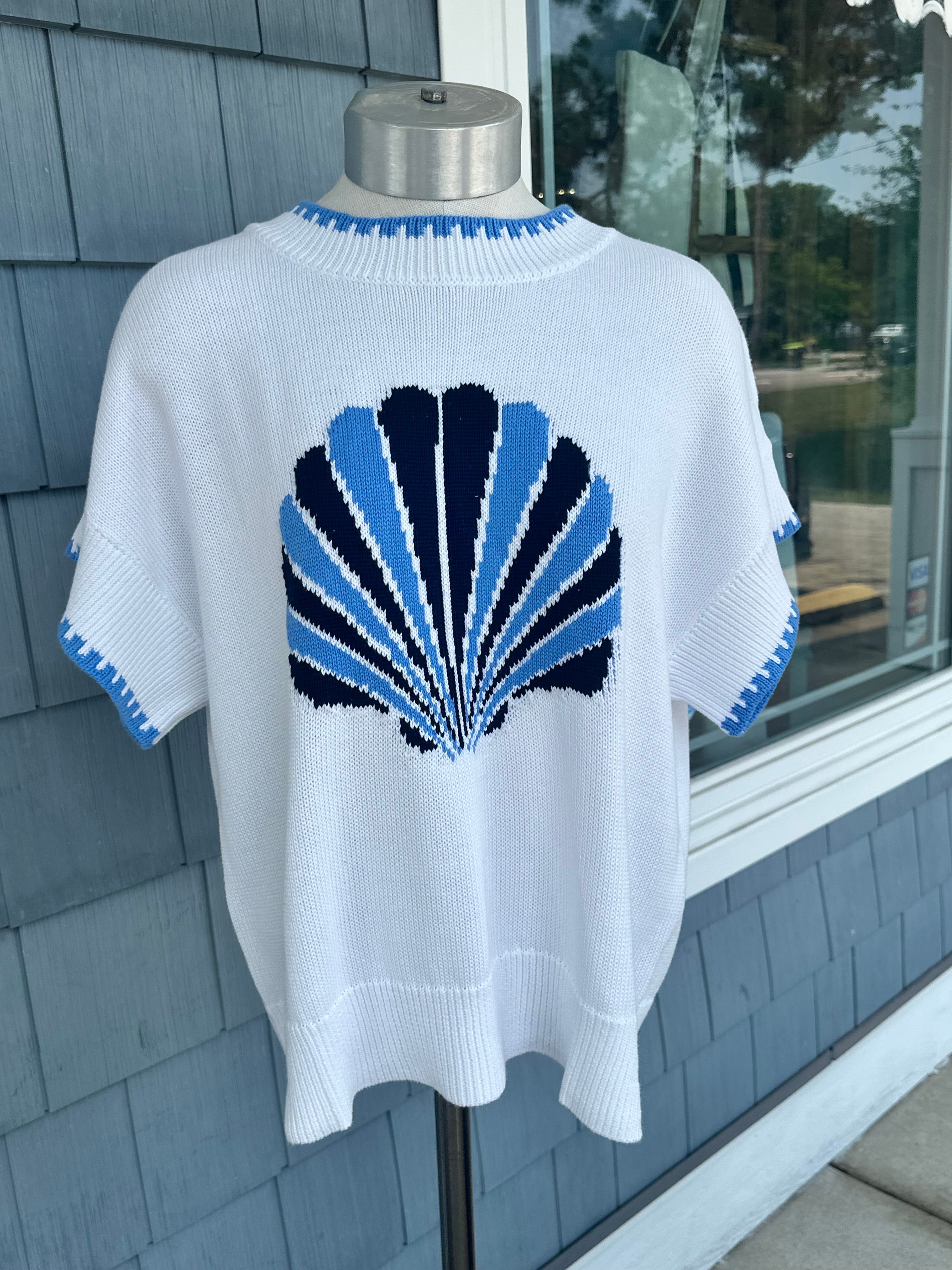 Navy & Blue Off White Shell Sweater Top