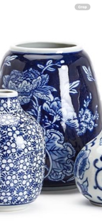 Large Blue Floral Hand Painted Vase