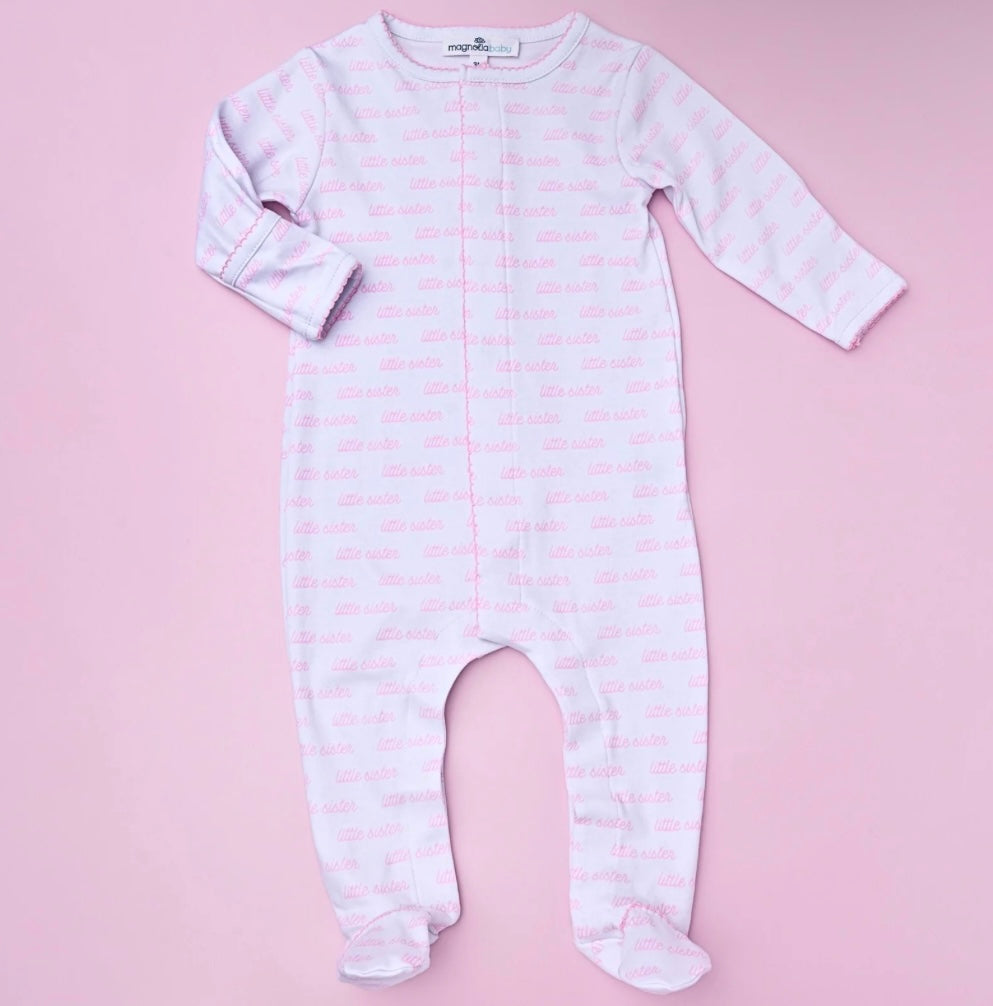 Little Sister Pink Scalloped Onsie