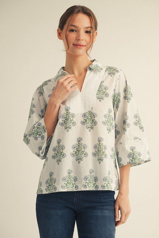 Floral Contrast Top