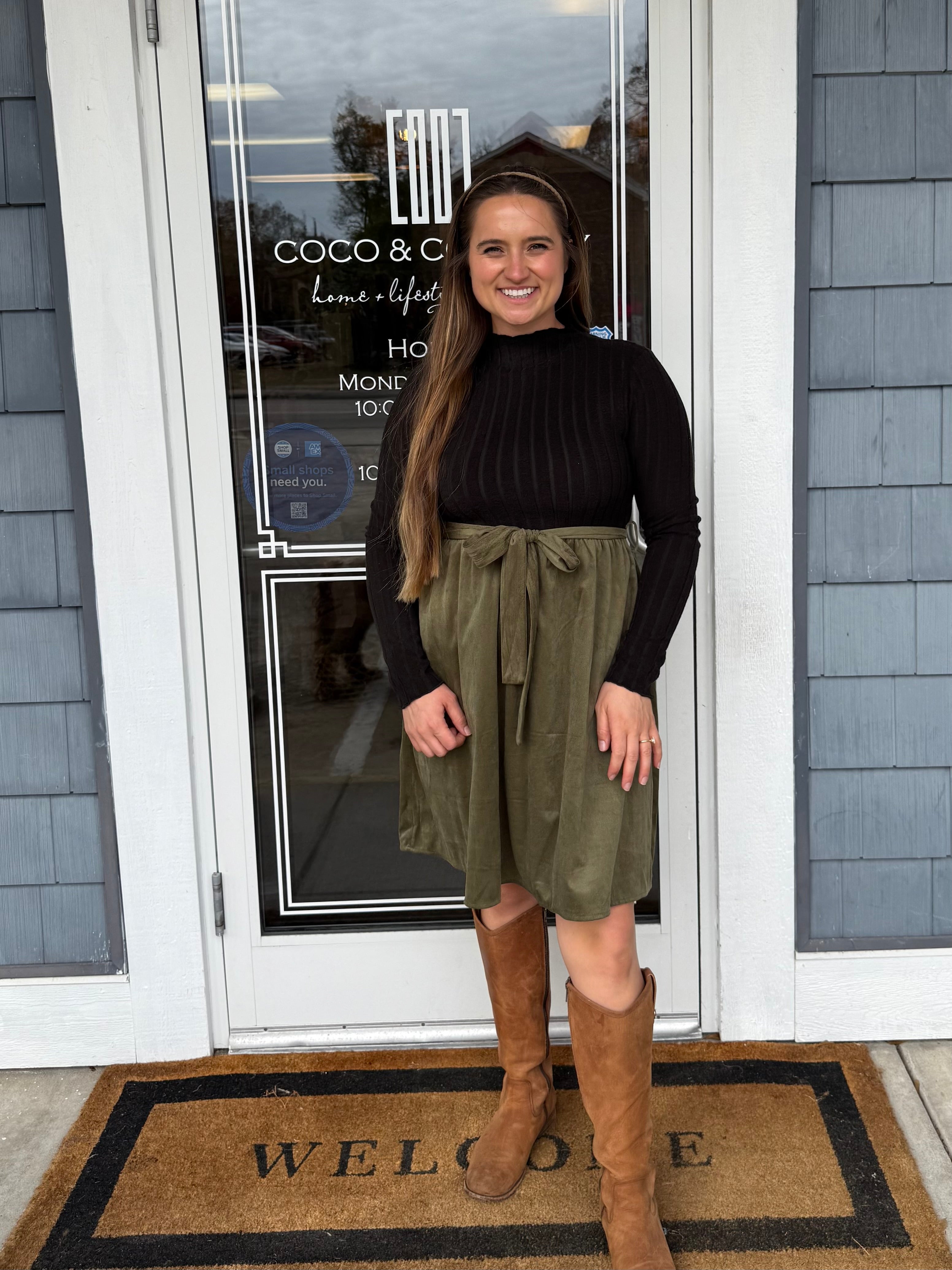 Green Corduroy Party Dress