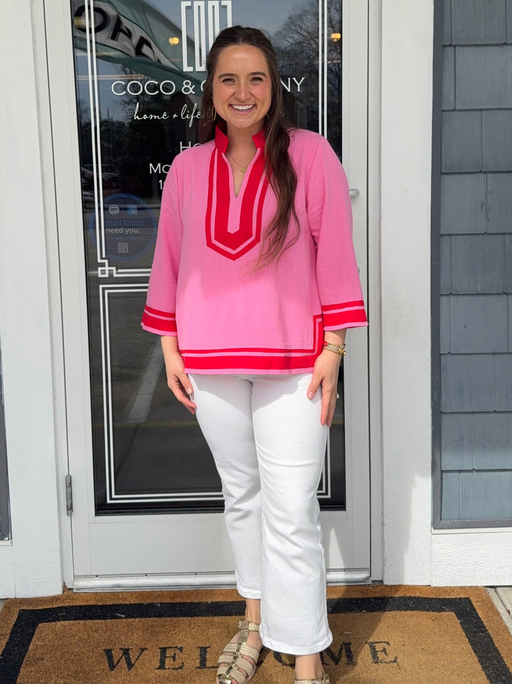 Pink & Red Contrast Top