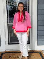 Pink & Red Contrast Top