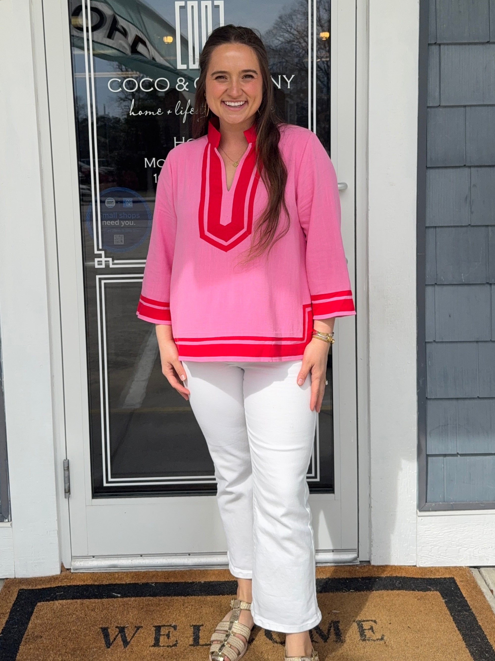 Pink & Red Contrast Top