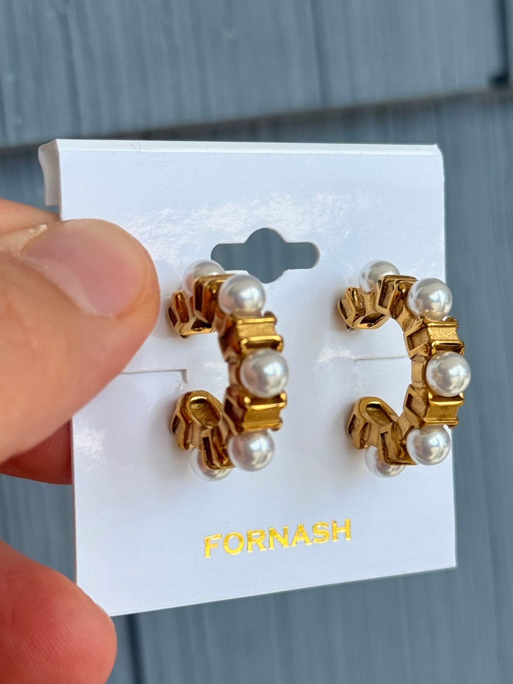 Chunky Pearl & Gold Earrings
