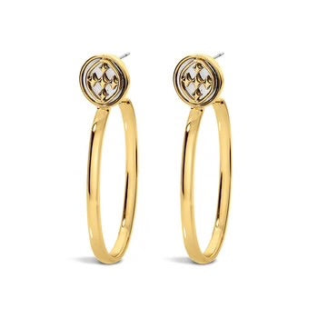 Medallion Oval Hoop Earring 18k Gold Plated