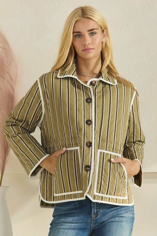 Reversible Olive Quilted Jacket