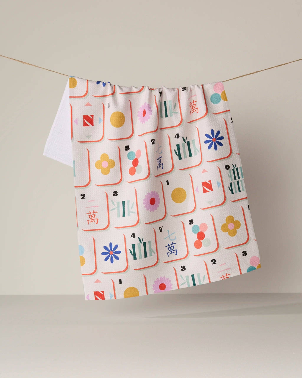 Tile Toss- Mahjong Tea Towel Geometry