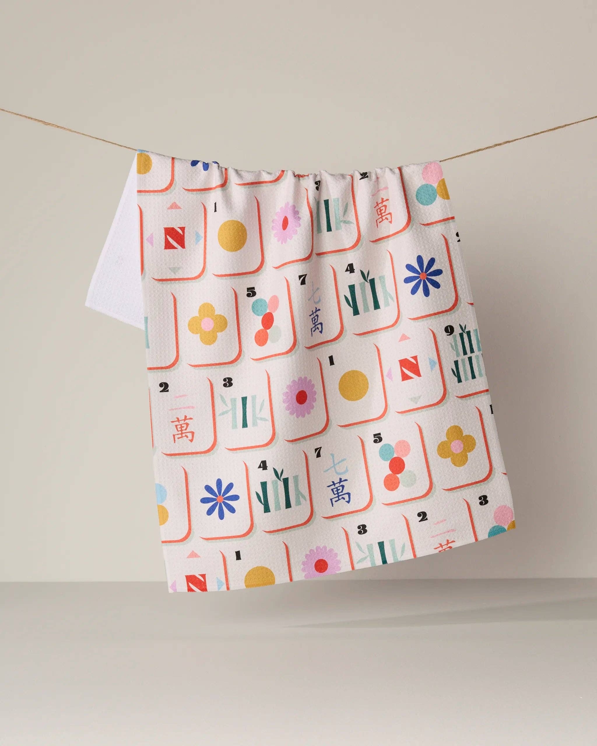 Tile Toss- Mahjong Tea Towel Geometry