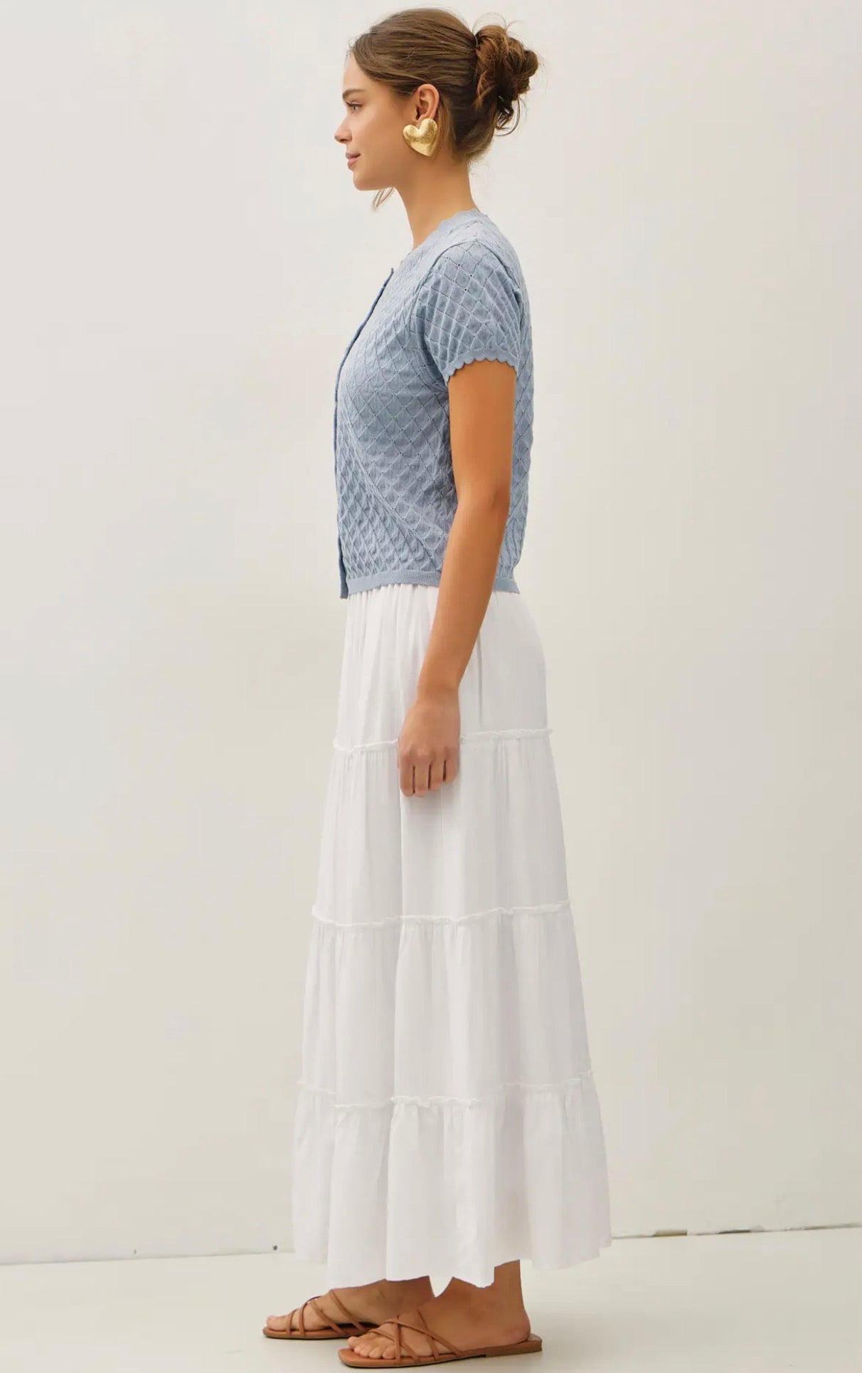 Off White Tiered Maxi Skirt