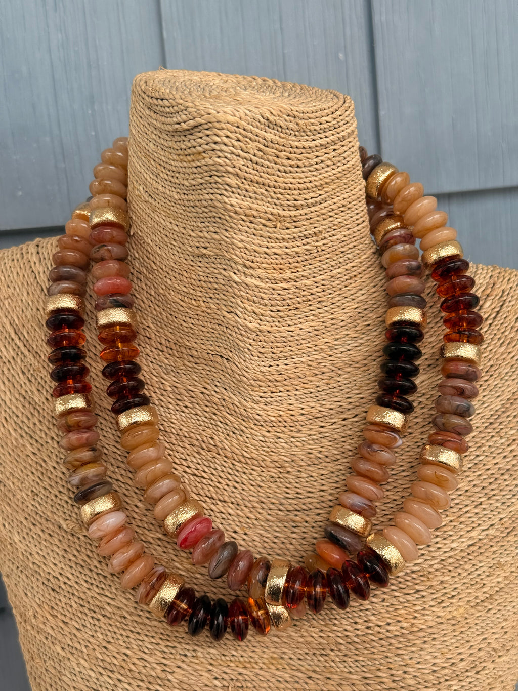 Mixed Brown & Gold Beaded Necklace